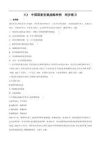 5.3 中国国家发展战略举例 同步练习（2）（原卷版）