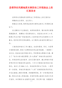 县领导在汛期地质灾害防治工作现场会上的汇报发言