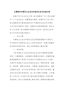 主题教育专题民主生活会和组织生活会实施方案