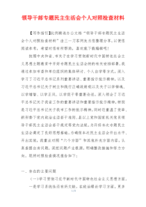 领导干部专题民主生活会个人对照检查材料
