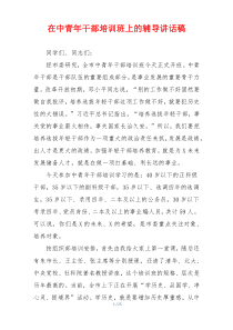在中青年干部培训班上的辅导讲话稿