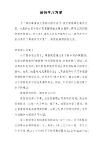 寒假学习方案