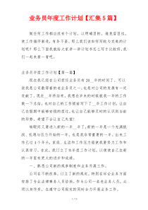 业务员年度工作计划【汇集5篇】