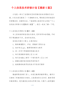 个人信息技术研修计划【最新5篇】