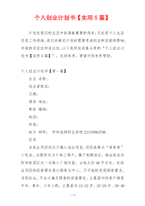 个人创业计划书【实用5篇】