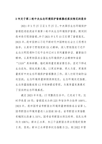 X市关于第二轮中央生态环境保护督察整改落实情况的报告