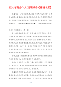 2024年财务个人（述职报告）【精编5篇】