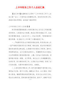上半年财务工作个人总结汇集