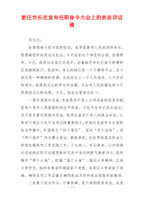 新任市长在宣布任职命令大会上的表态讲话稿