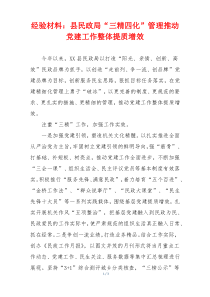 经验材料：县民政局“三精四化”管理推动党建工作整体提质增效