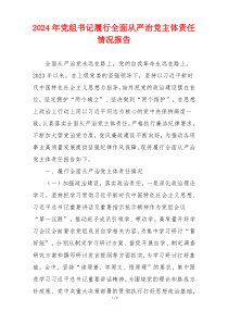 2024年党组书记履行全面从严治党主体责任情况报告