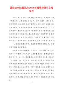 县行政审批服务局2024年度领导班子总结报告