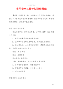 实用安全工作计划总结精编