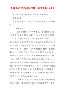乡镇2024年抓基层党建工作述职报告2篇