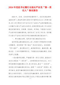 2024年党组书记履行全面从严治党“第一责任人”情况报告