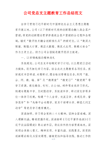 公司党总支主题教育工作总结范文