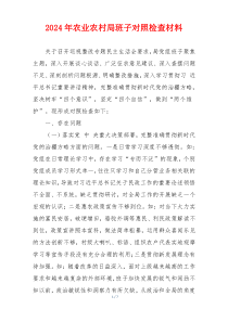 2024年农业农村局班子对照检查材料