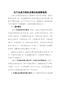 关于全县2024年行政执法情况的视察报告