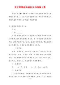 党支部联建共建协议书精编5篇