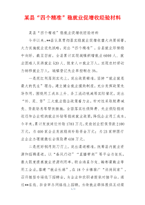 某县“四个精准”稳就业促增收经验材料