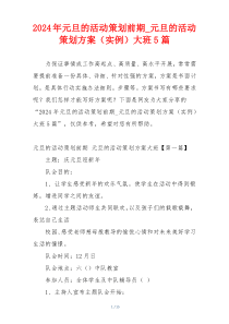 2024年元旦的活动策划前期_元旦的活动策划方案（实例）大班5篇