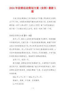 2024年促销活动策划方案（实例）最新5篇