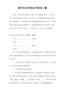 旅行社合作协议书范本5篇