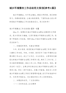 城乡环境整治工作总结范文报告【参考4篇】