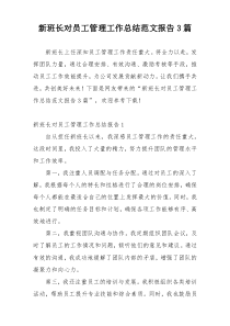 新班长对员工管理工作总结范文报告3篇