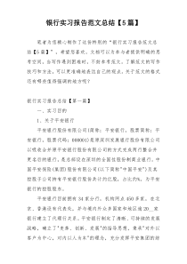 银行实习报告范文总结【5篇】