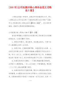 [500字]公司拓展训练心得体会范文【精选5篇】