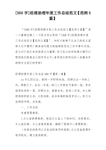 [500字]经理助理年度工作总结范文【范例5篇】
