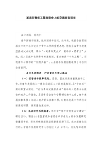 某县在青年工作座谈会上的交流发言范文