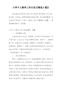 小学个人教学工作计划【精选5篇】