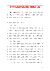 暑期培训领导讲话稿汇聚精选4篇