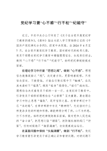 党纪学习要“心不惑”“行不松”“纪能守”