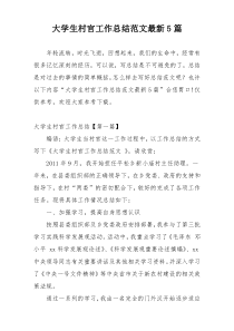 大学生村官工作总结范文最新5篇