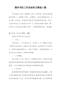 婚车司机工作总结范文精选4篇