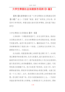大学生寒假社会实践报告范例【5篇】