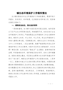 镇生态环境保护工作落实情况汇报