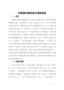村新型村集体经济调研报告