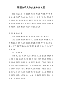 课程改革具体实施方案5篇