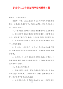 护士个人工作计划简单范例精编4篇