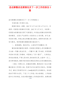 县巡察整改进展情况及下一步工作的报告3篇