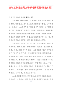 三年工作总结范文干部考察范例（精选5篇）