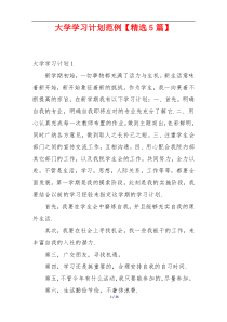 大学学习计划范例【精选5篇】