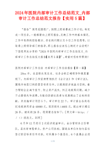 2024年医院内部审计工作总结范文_内部审计工作总结范文报告【实用5篇】