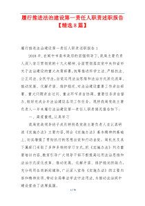履行推进法治建设第一责任人职责述职报告【精选8篇】