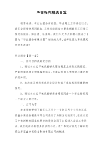 毕业报告精选5篇