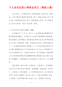 个人安全反思心得体会范文（精选5篇）